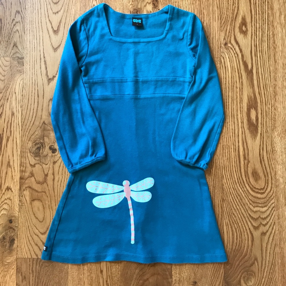 Glug teal dragonfly knit dress, size 7.