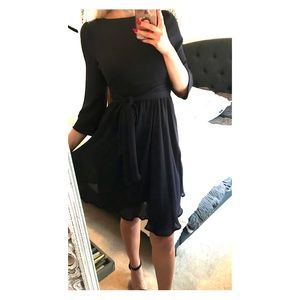 Zara Backless Midi Chiffon Dress Navy Size Small