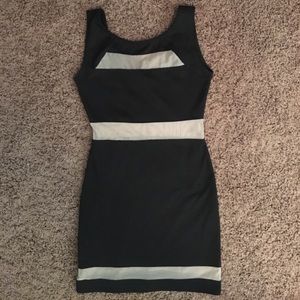 Black and nude mini dress