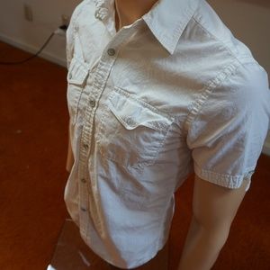 American Eagle White short sleeved button up