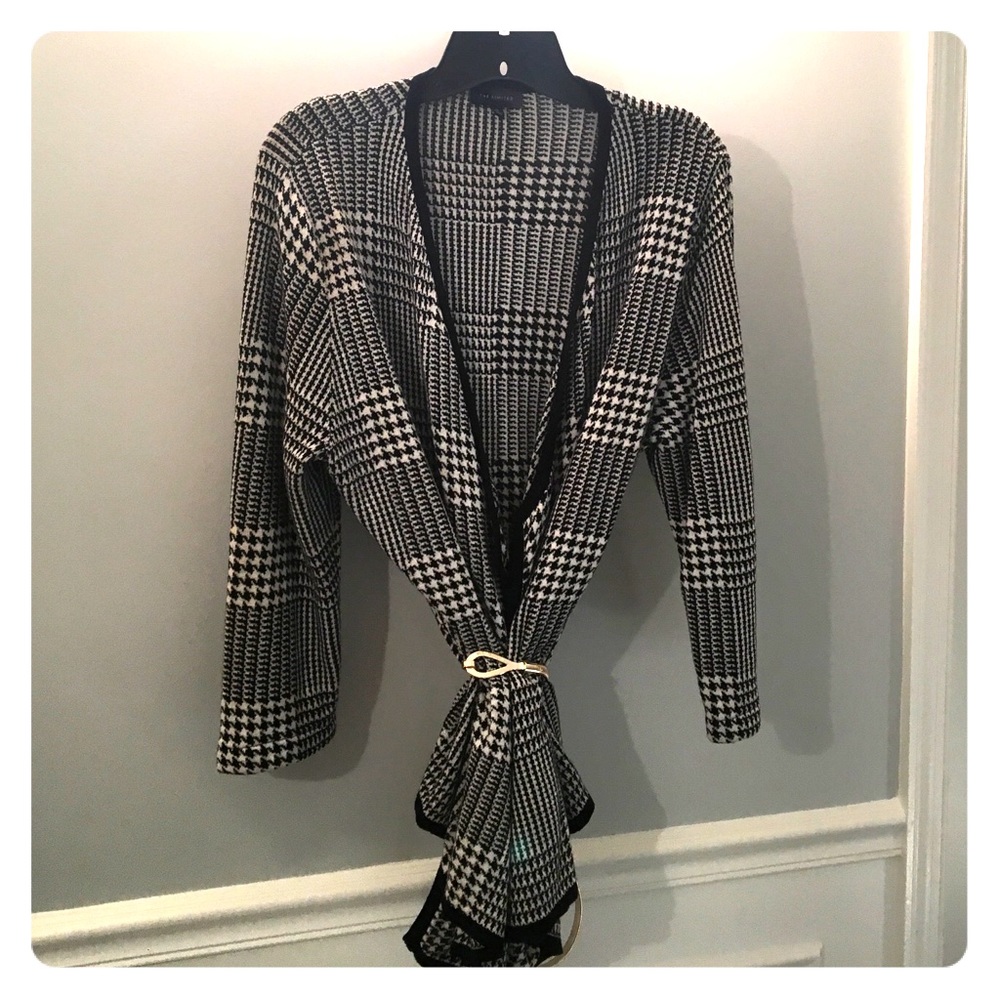 The Limited houndstooth open drape sweater