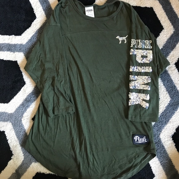 PINK Victoria's Secret Tops - Dark green Victoria’s Secret mid sleeve T-shirt XS