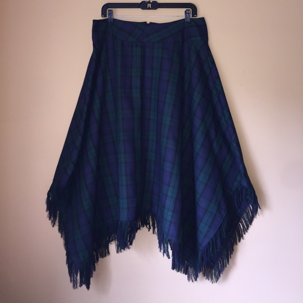 PLUS SIZE handmade asymmetrical plaid skirt