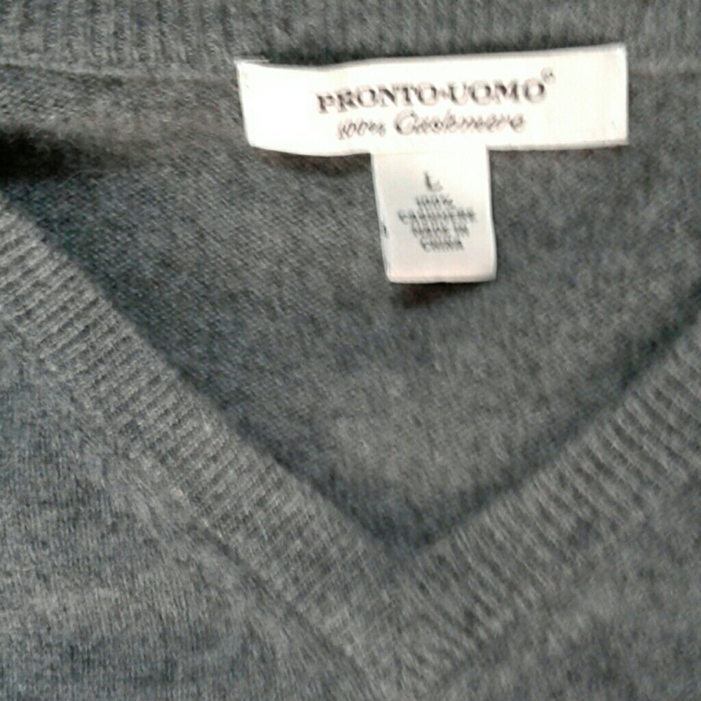 PRONTO UOMO V-NECK 100% CASHMERE SWEATER - Picture 2 of 3