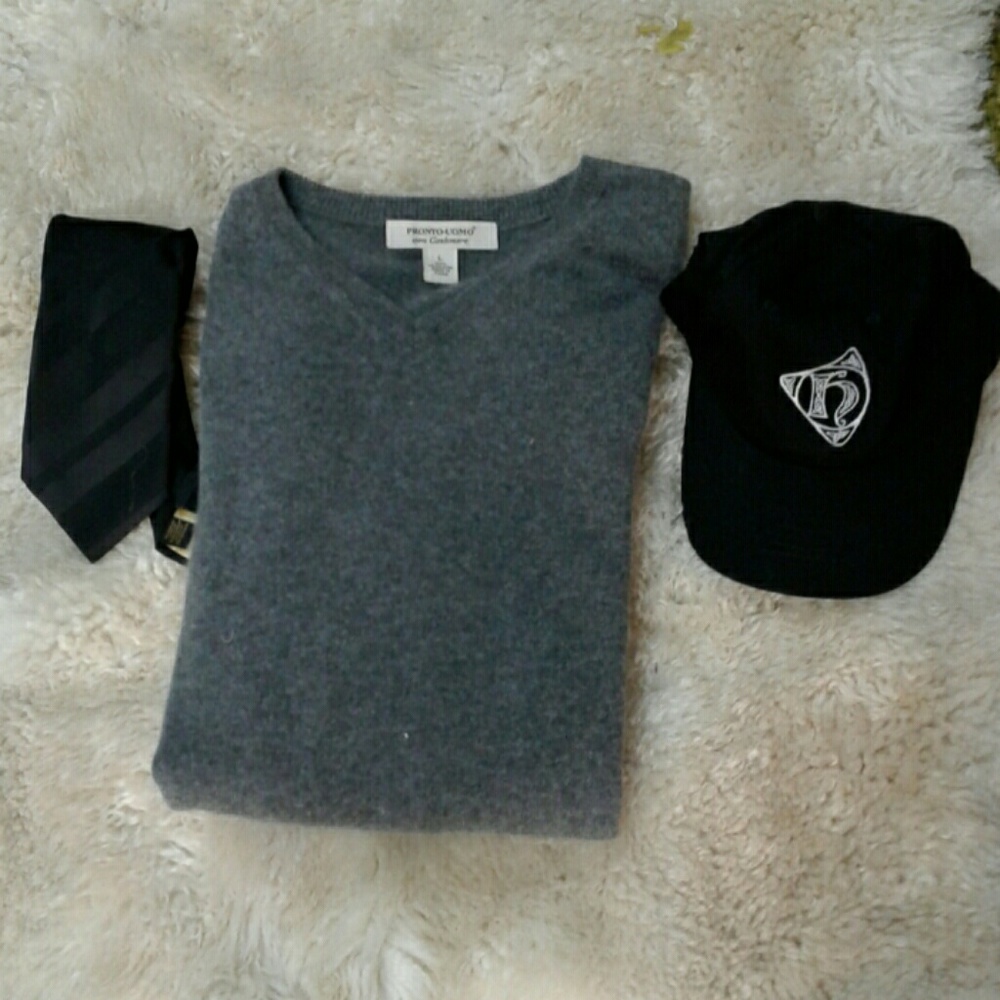 PRONTO UOMO V-NECK 100% CASHMERE SWEATER - Picture 3 of 3
