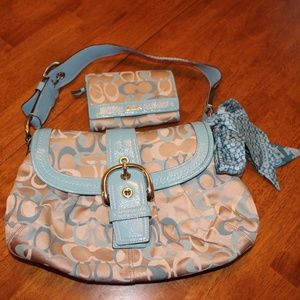 Coach Handbag- Khaki Blue SOHO Bflap Optic