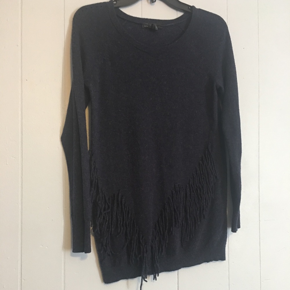INC navy blue fringe sweater