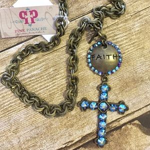 Pink Panache Bronze Faith Cross Necklace