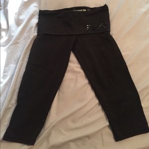 Pink Crop Black Leggings