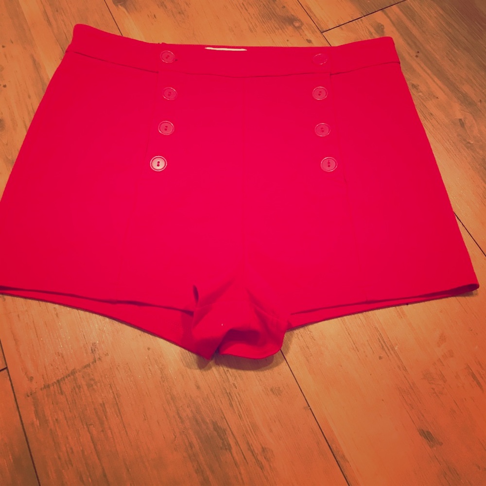 *click for discount* Red high waist retro shorts!