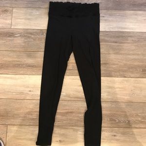 Lace trim black leggings