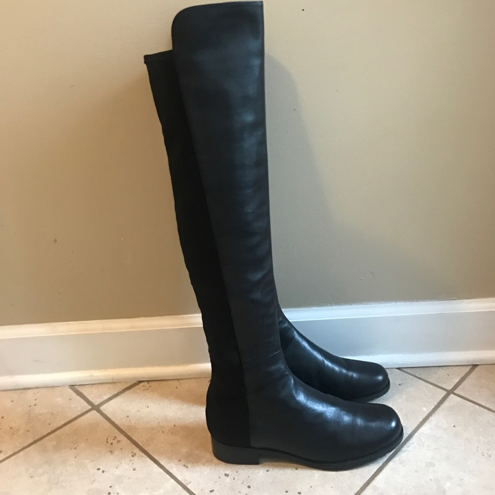 Stuart Weizman 50/50 Black Leather Boots