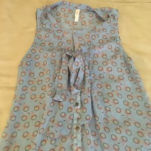 Sheer Sleeveless Bicycle Printed Tank