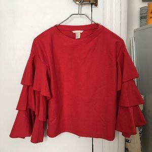 H&M ruffled sleeve top