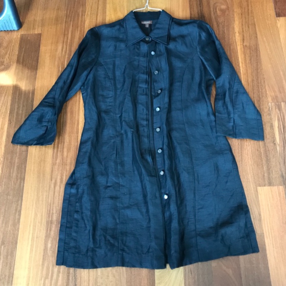 NWOT Tessori Glazed Linen Long Duster Jacket sz M