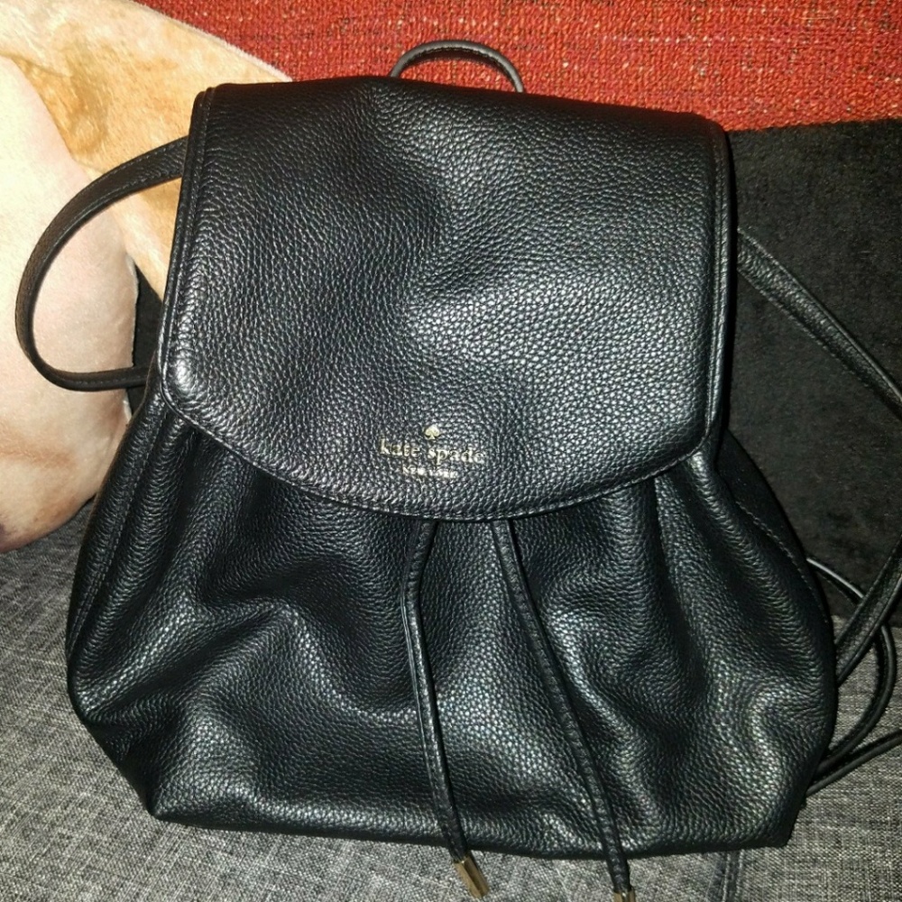 Kate Spade black leather backpack