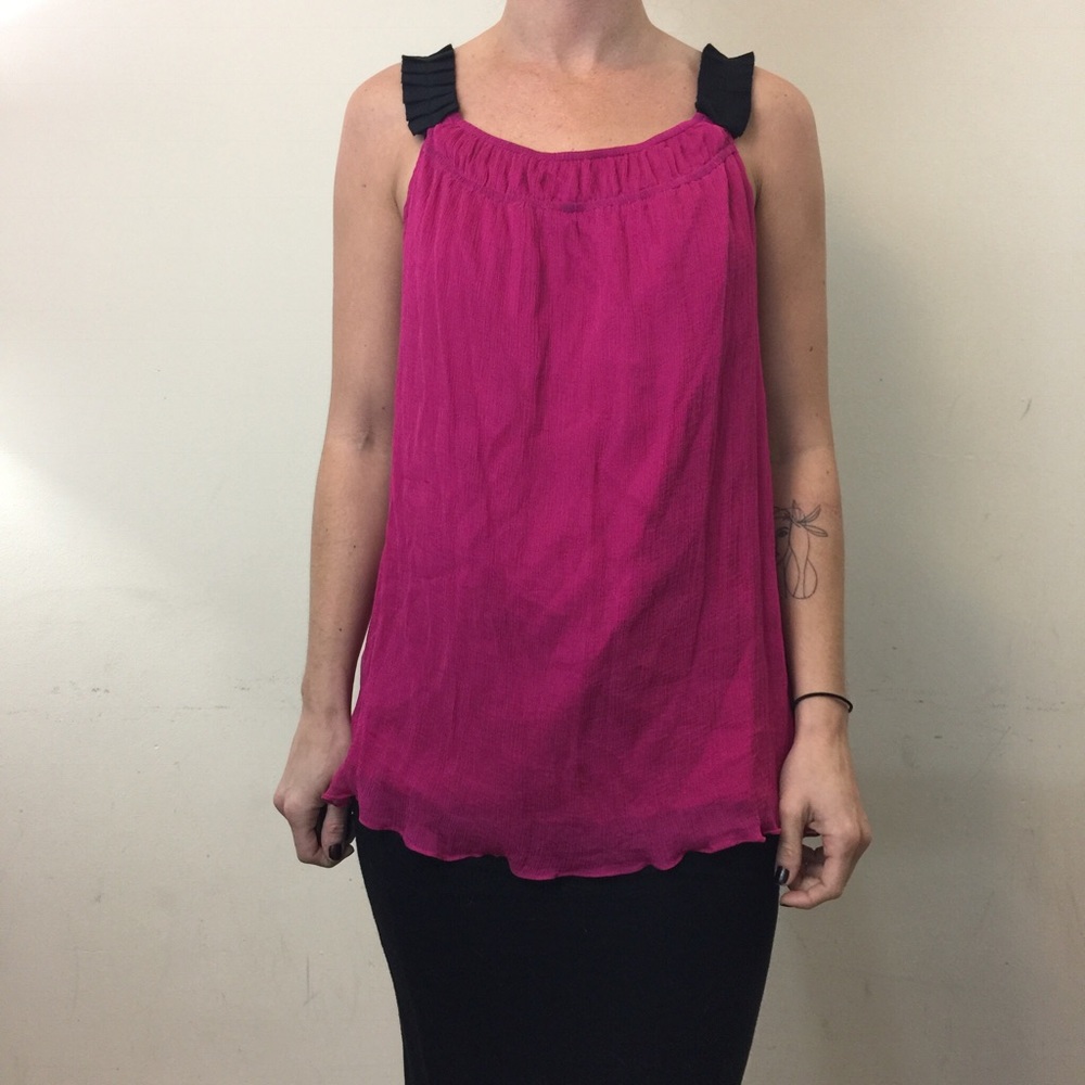 DVF Pink Chiffon Silk Sleeveless Top Blouse - Picture 1 of 8