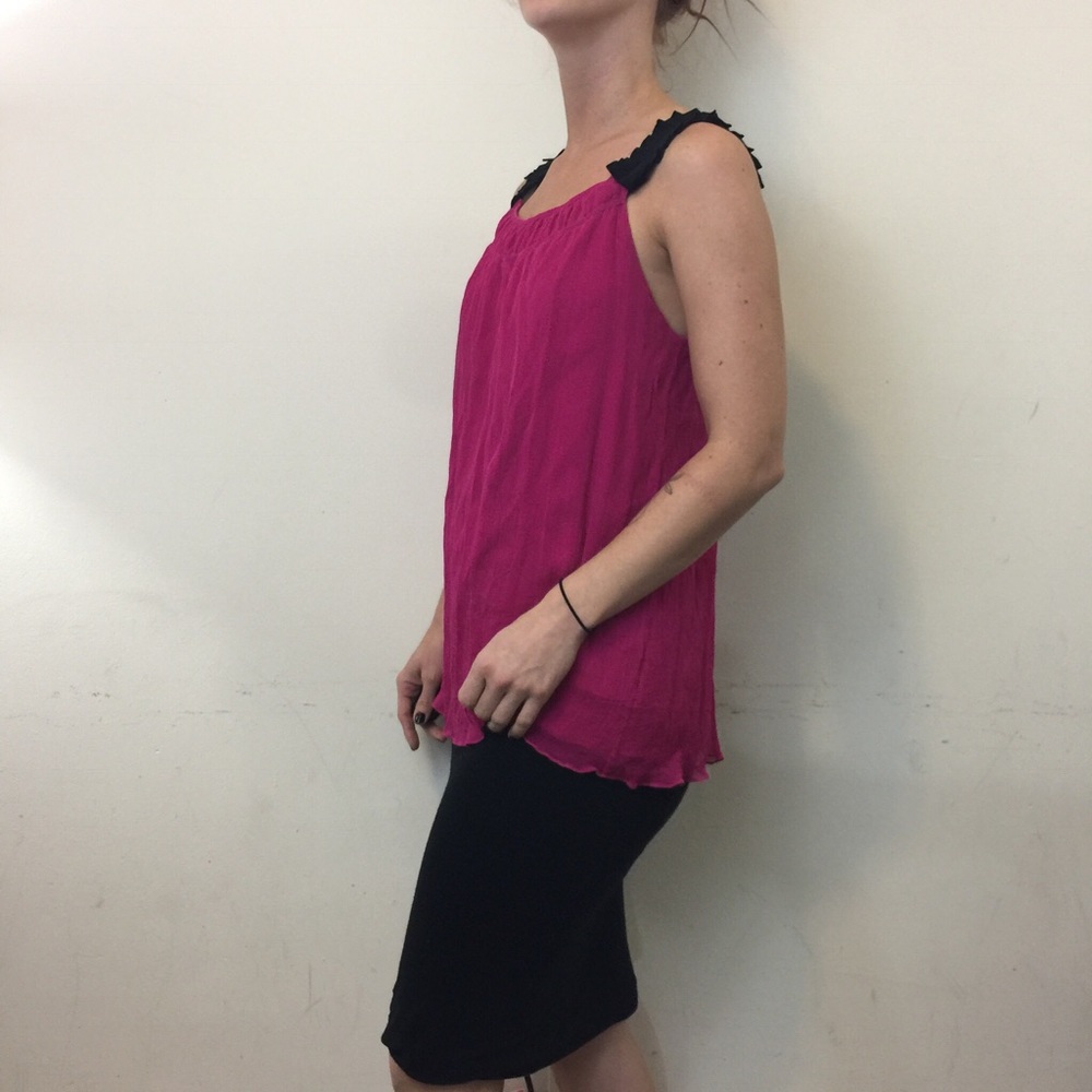 DVF Pink Chiffon Silk Sleeveless Top Blouse - Picture 4 of 8