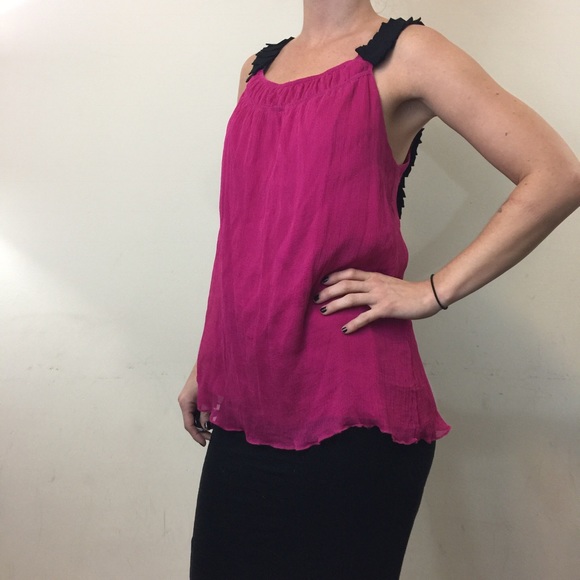DVF Pink Chiffon Silk Sleeveless Top Blouse - Picture 8 of 8