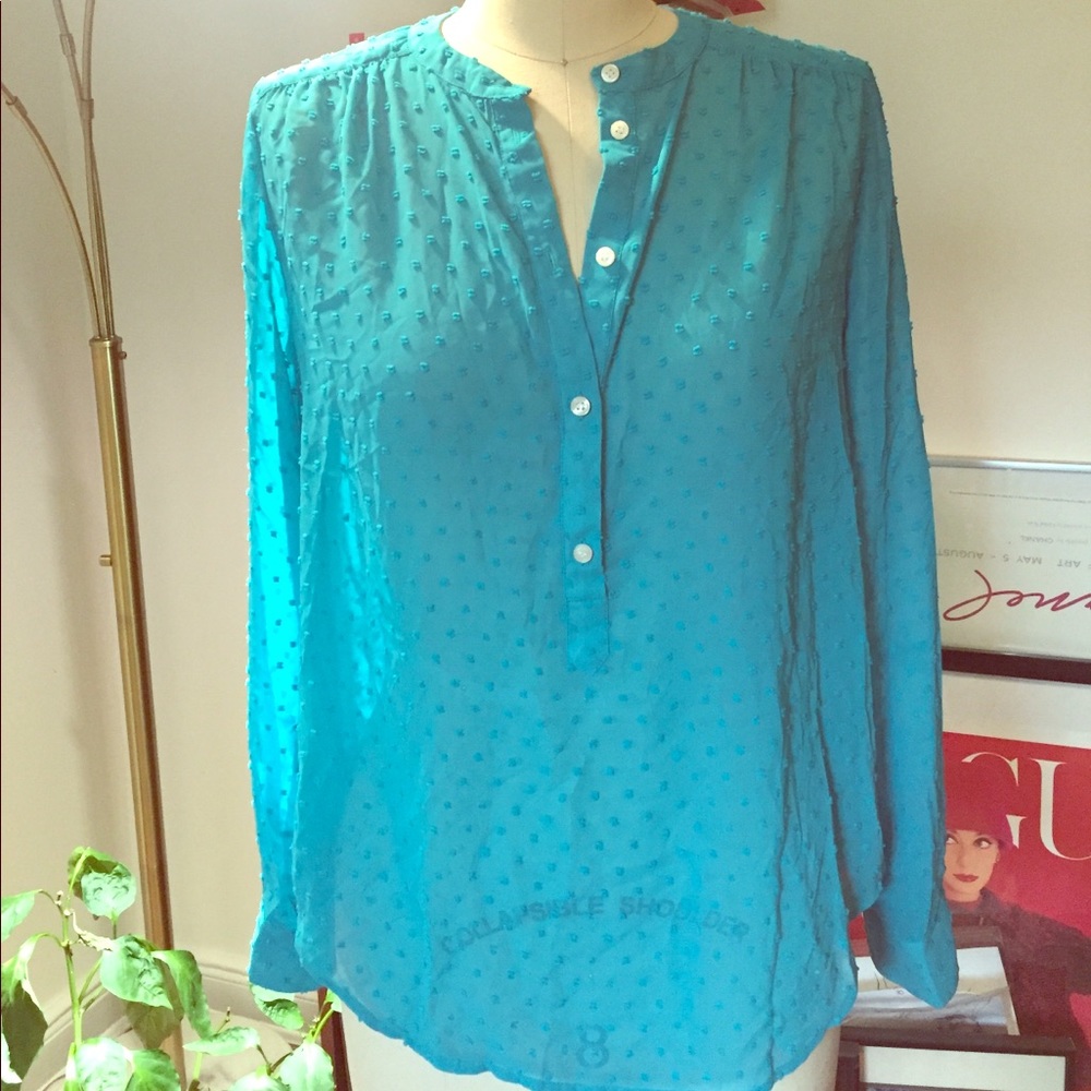 2 for $15 J.Crew Factory sheer teal 3/4 sleeve blouse