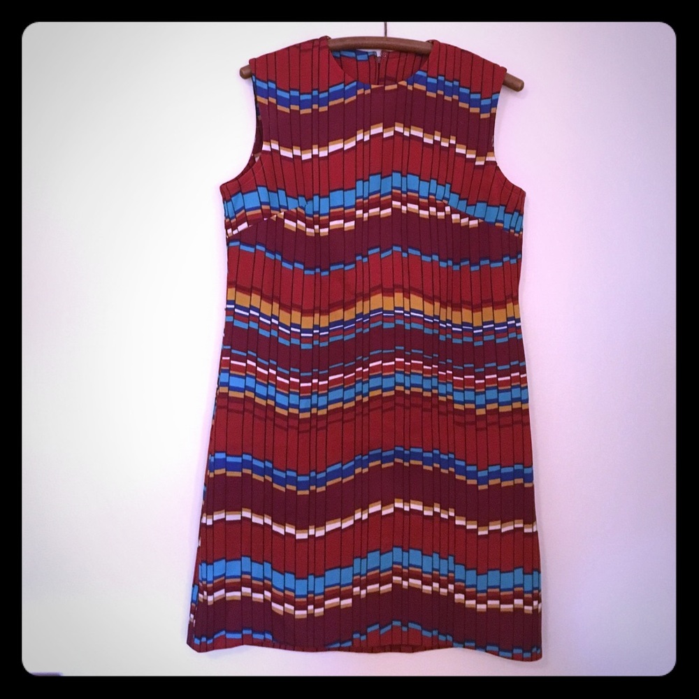 Vintage Mod Shift Dress, Fall Colors, Size 10-12