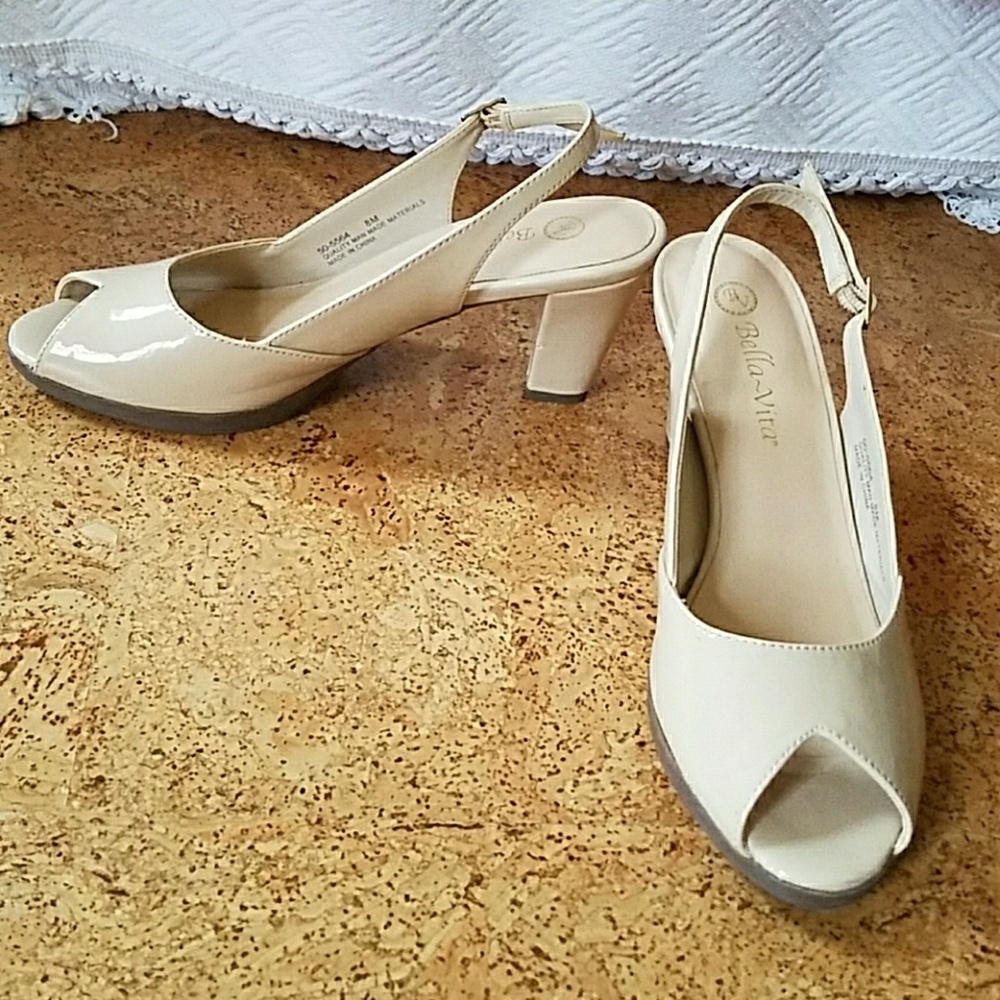 Cream peep toe heels