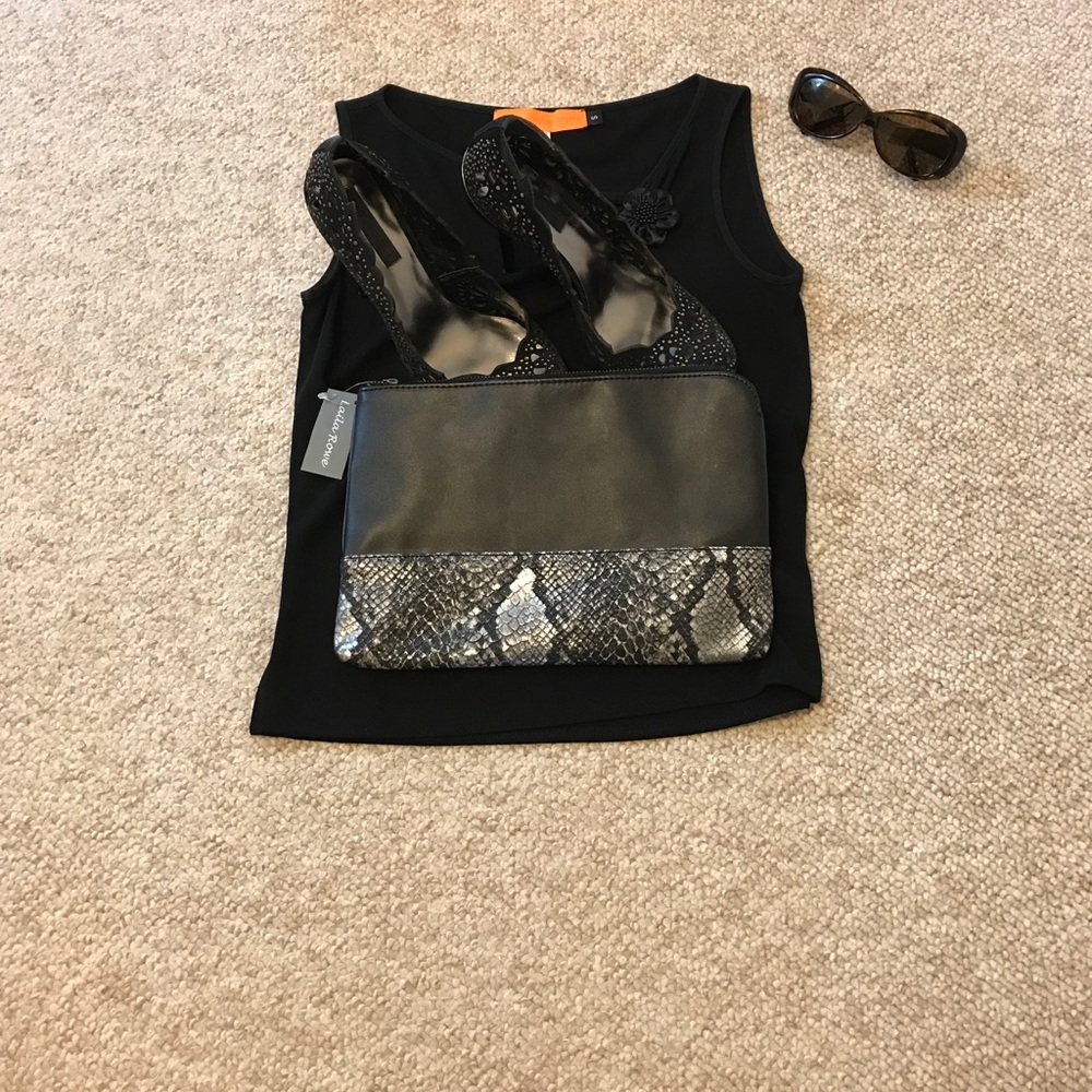 *NWT👛 Clutch Bag* Black Vegan Leather/ Snakeskin - Picture 8 of 8