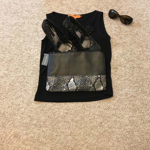 *NWT👛 Clutch Bag* Black Vegan Leather/ Snakeskin - Picture 8 of 8