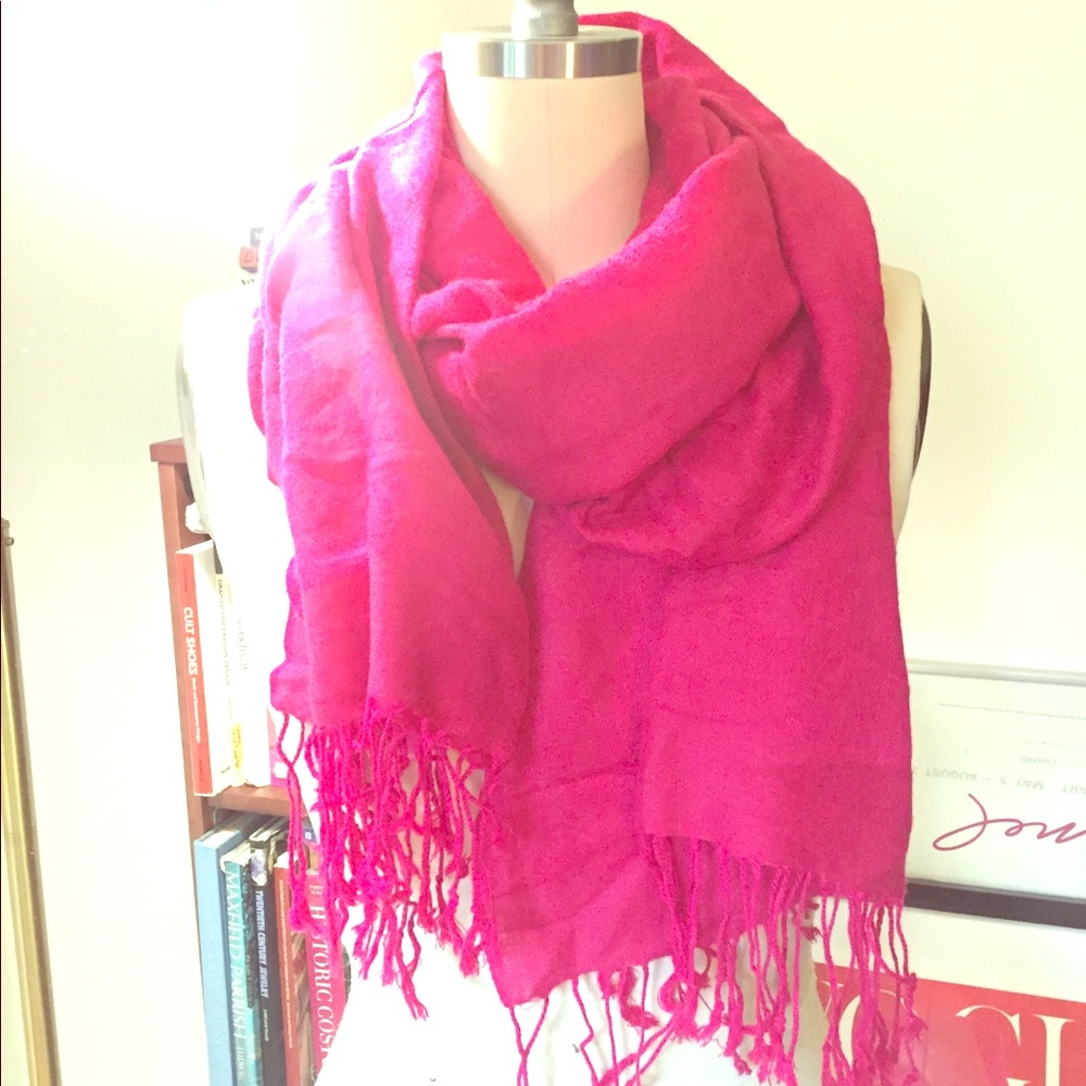 BOGO Pink scarf with subtle floral knit pattern