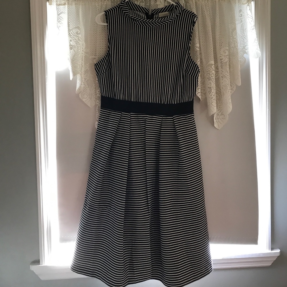 New York & Company Eva Mendez B&W stripe dress L