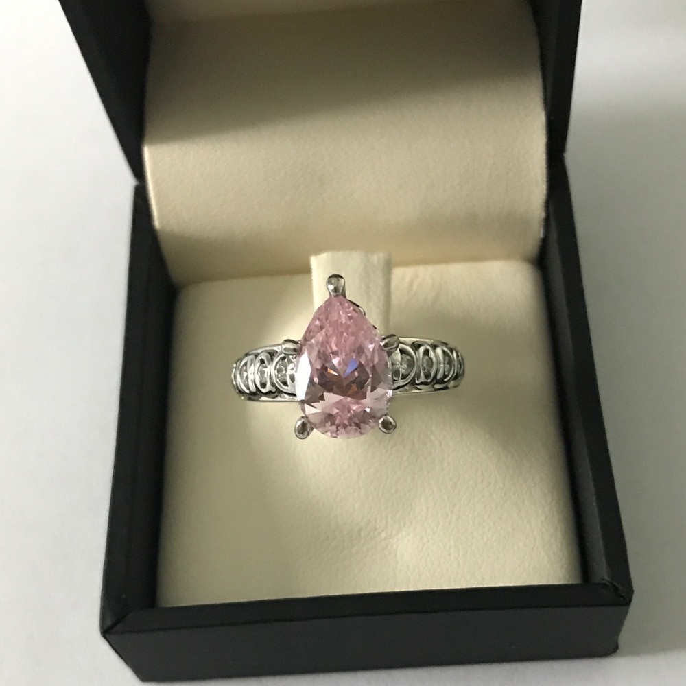 Pink and silver statement ring