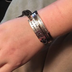 Motivational Quote Sterling Silver Bracelet Set