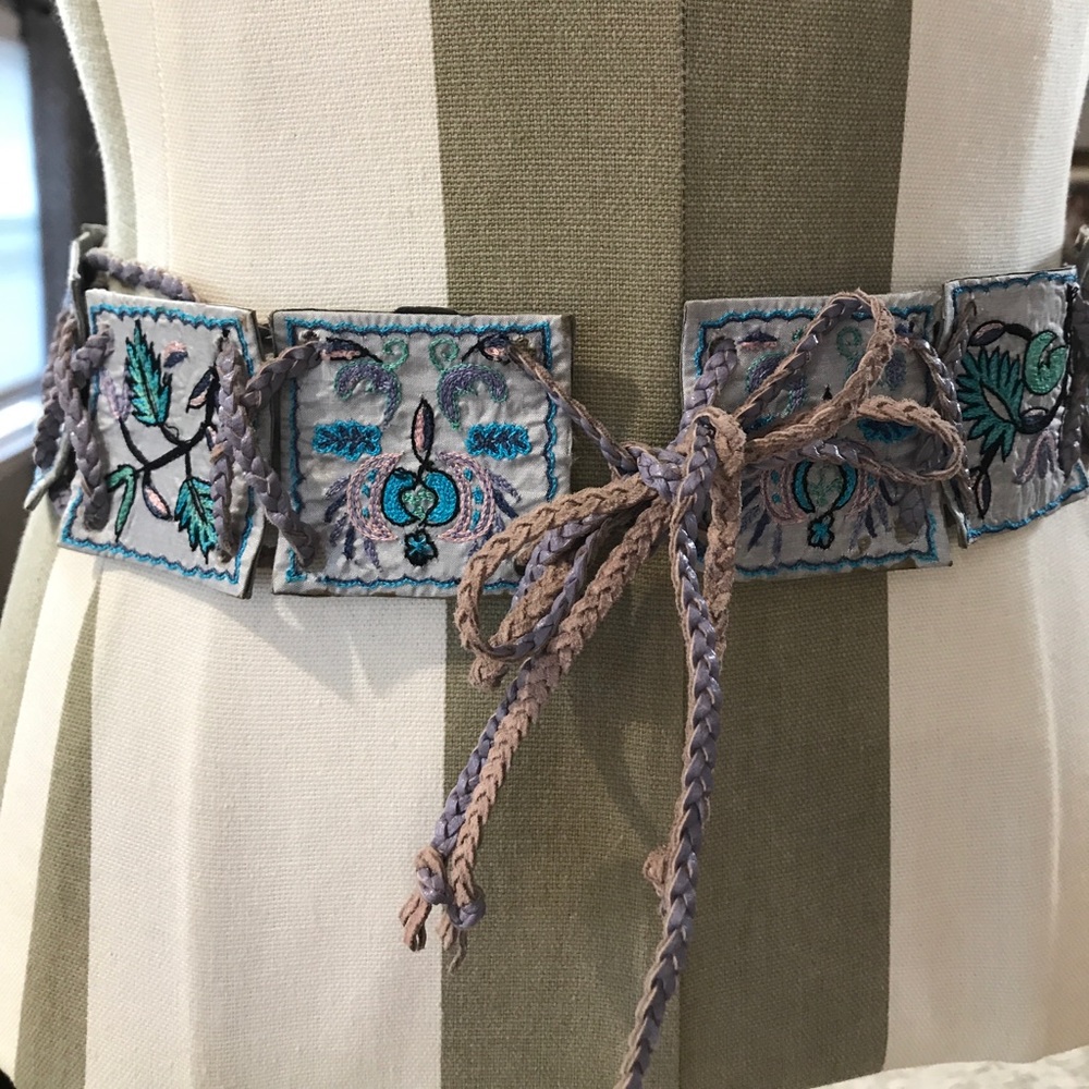 Chan Luu Silk and Leather floral Lavender belt