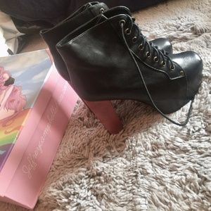 Jeffrey Campbell Scarpe Lita Leather Black Boots