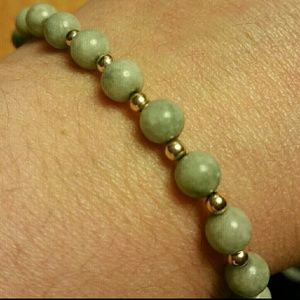 Genuine 14K Gold Bead & Jade Bracelet