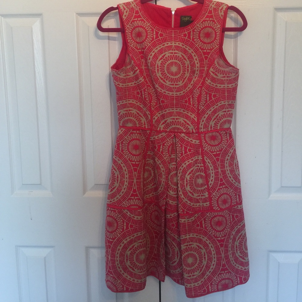 Taylor Pink & Tan Dress