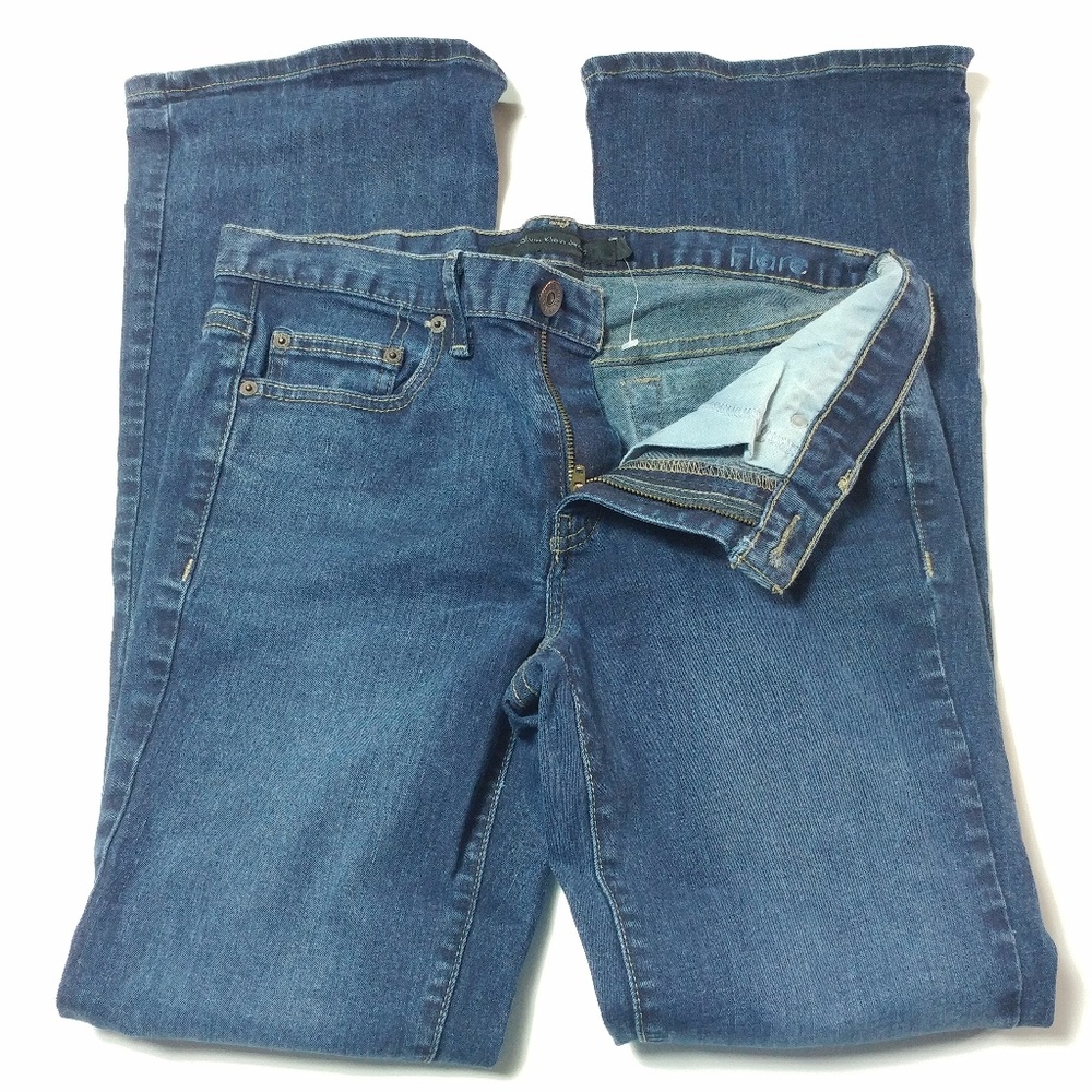CALVIN KLEIN sz 6 jeans FLARE mid-rise dark wash