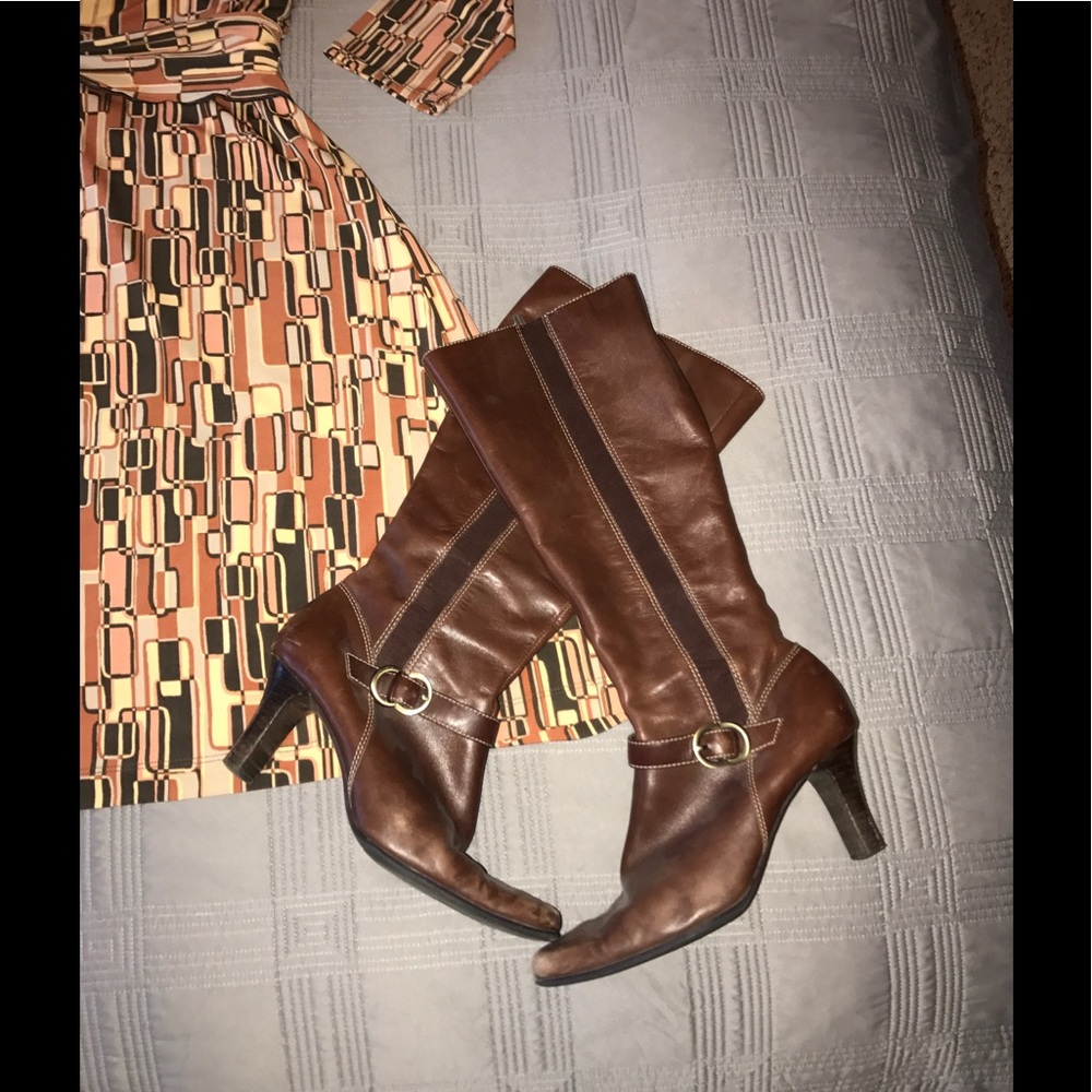 Anne Klein Brown Knee High Leather Boots