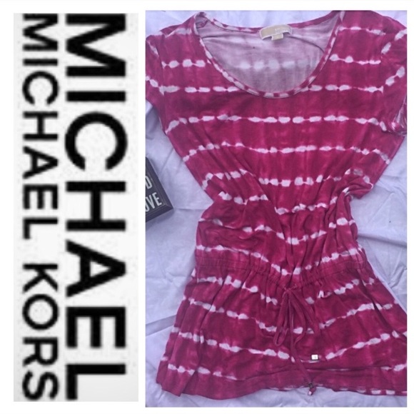 Michael Kors Pink White Tie Due look Top Sz M - Picture 1 of 2
