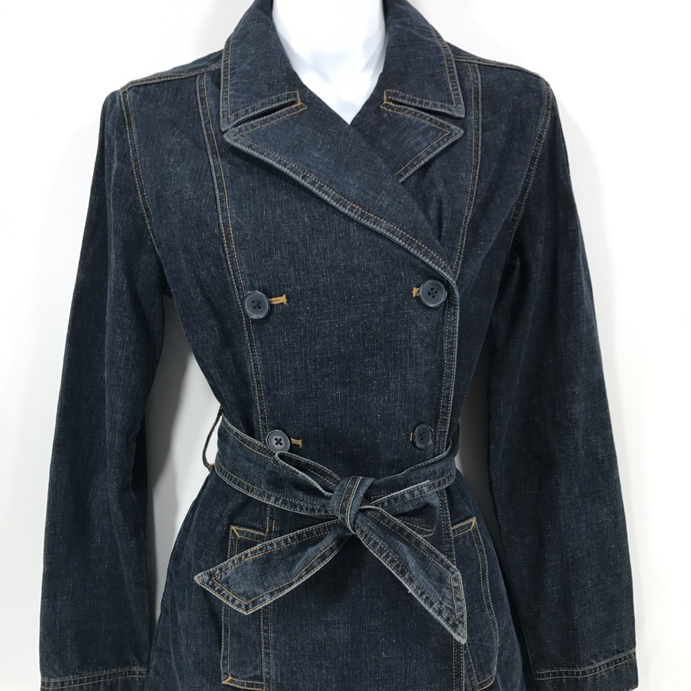 Ann Taylor Loft Denim Jean Pea Coat Jacket