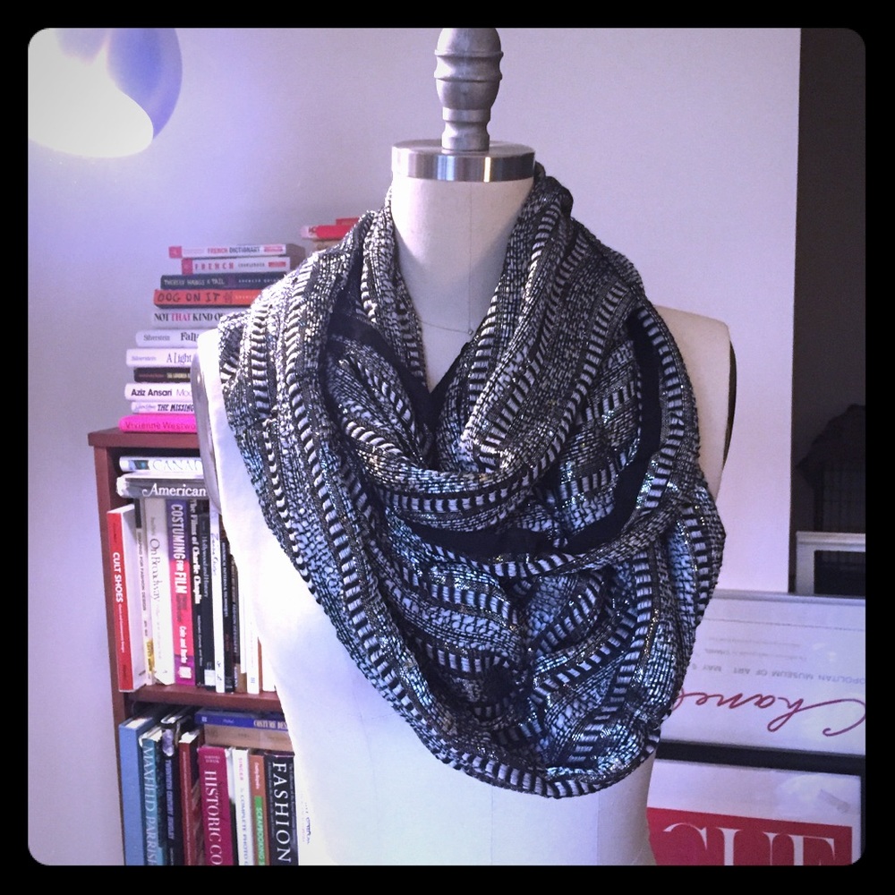 2 for $10- NWT black/silver woven infinity scarf