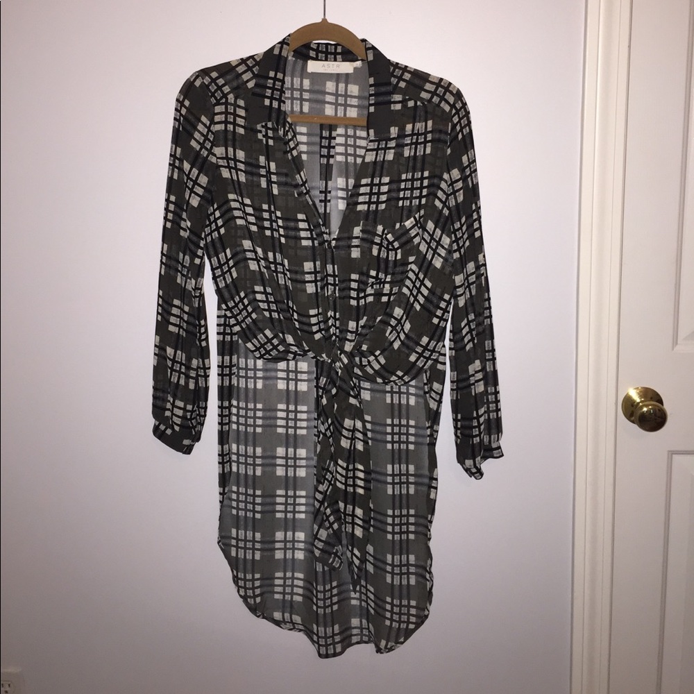 Sheer plaid blouse