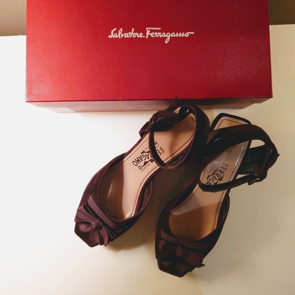 Salvatore Ferragamo Shoes - Ferragamo Plum Suede Wedges