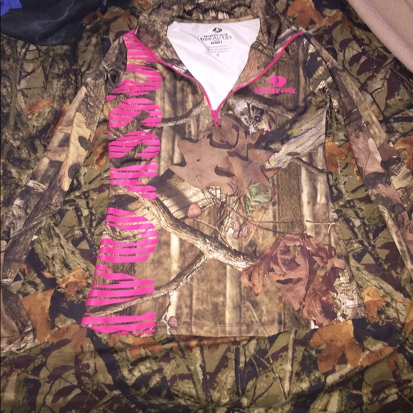 Long sleeve mossy oak spandex type half zip up - Picture 1 of 1