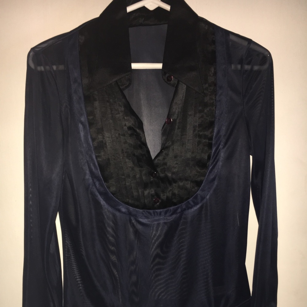 Sheer tuxedo top