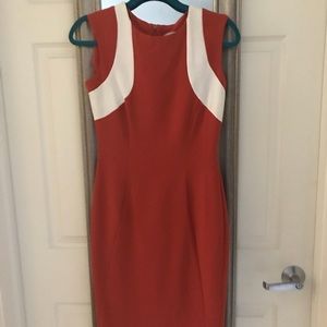 ASOS orange and white midi dress