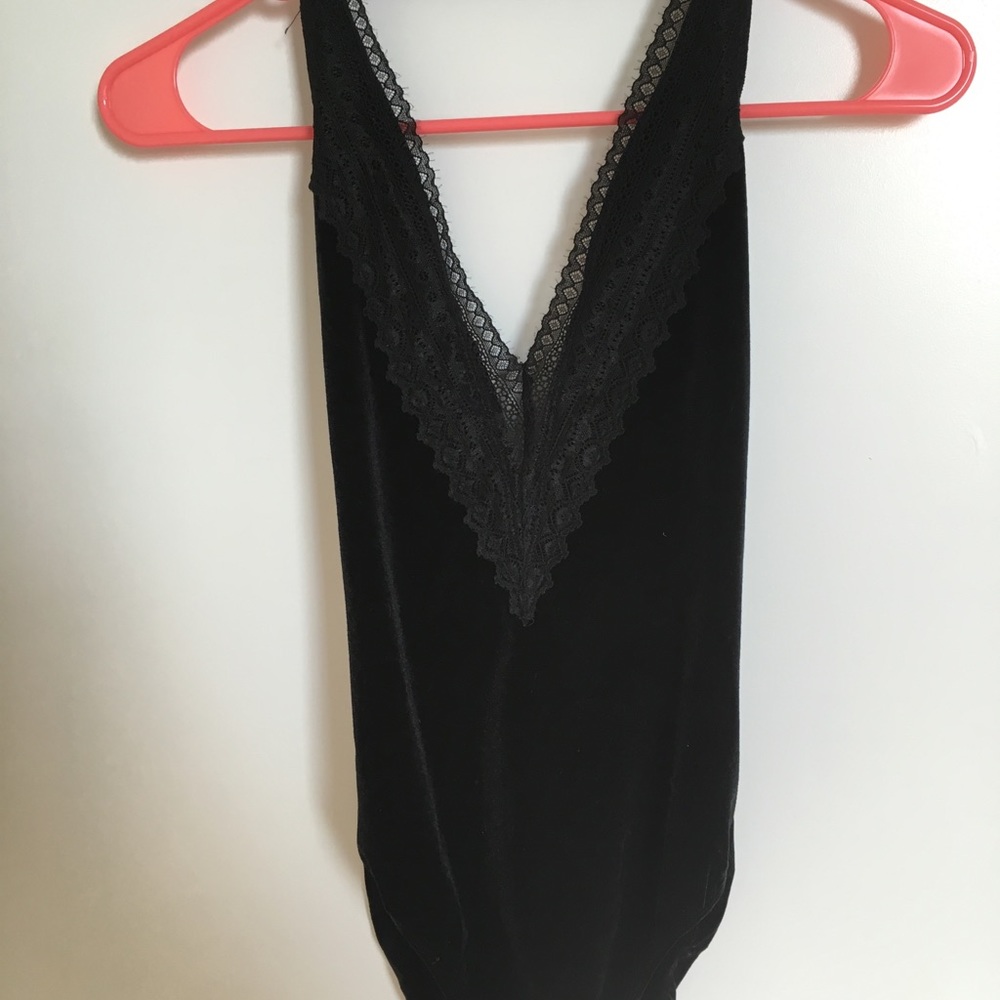 velvet lace halter bodysuit