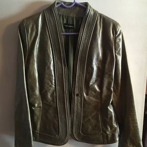 Green leather blazer