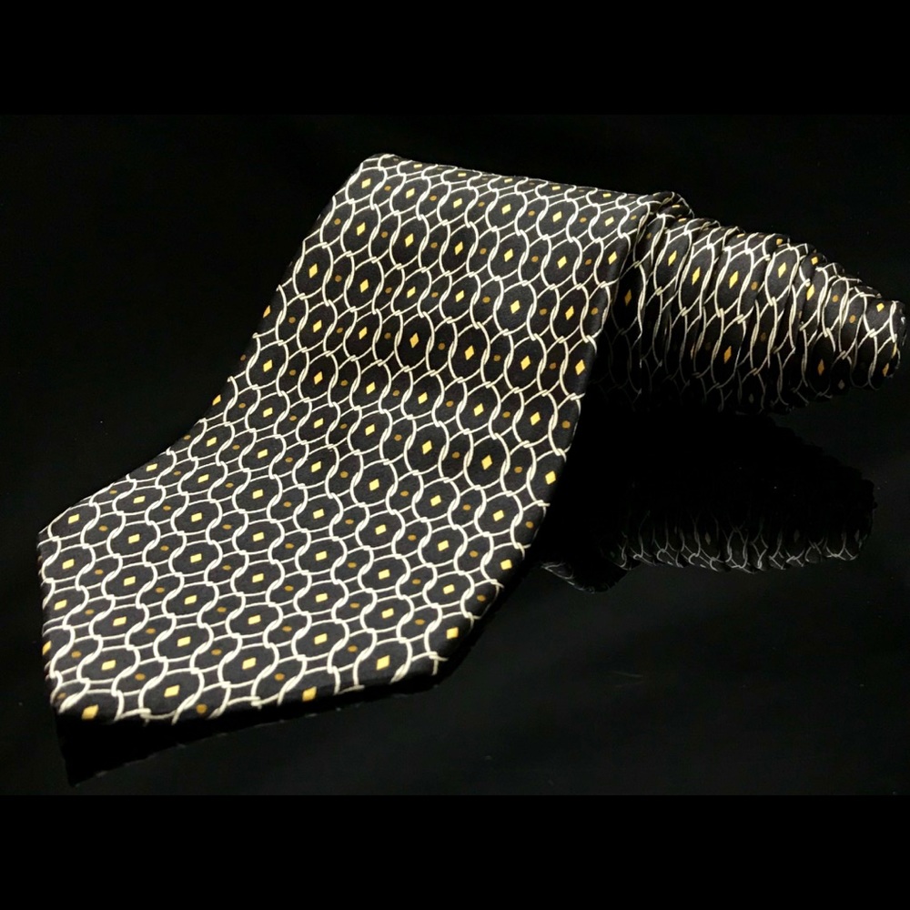 FERAUD Gold Black Square Made in Italy man tie