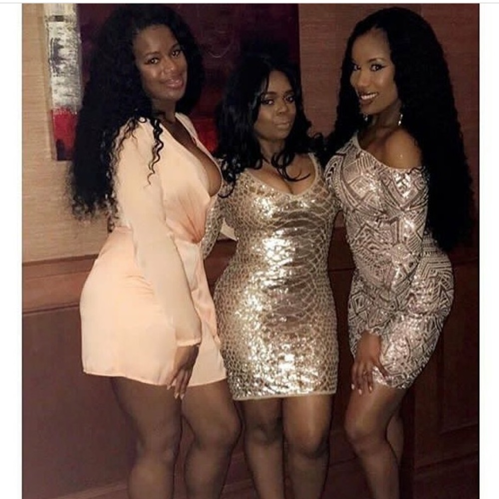 BCBG Rose Gold Sequin Party Dress